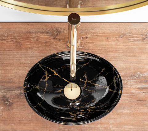 Lavoar pe blat Rea Sofia Mini Black Marble Shiny [3]