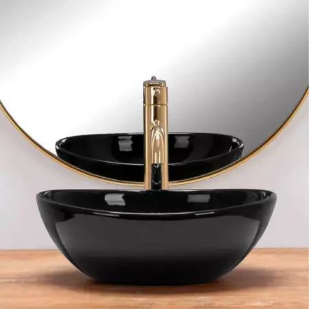 Lavoar pe blat Rea Sofia Mini oval finisaj negru lucios 35 cm [3]