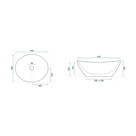 Lavoar pe blat Rea Sofia oval finisaj negru - auriu lucios 41 cm [5]