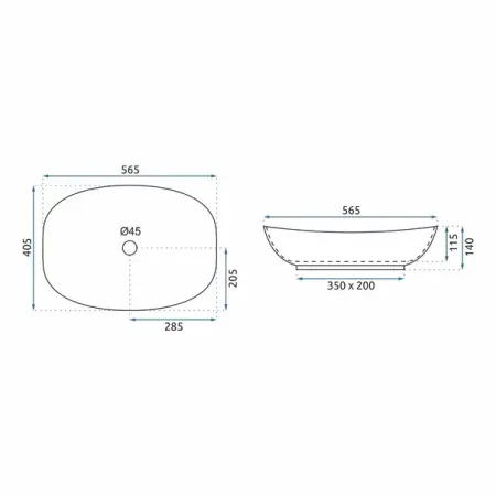 Lavoar pe blat Rea Tango 56 cm alb [1]