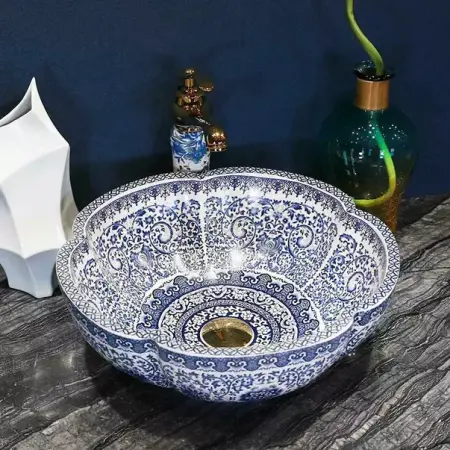 Lavoar pe blat Rea Vivien rotund finisaj alb - albastru 43 cm [5]