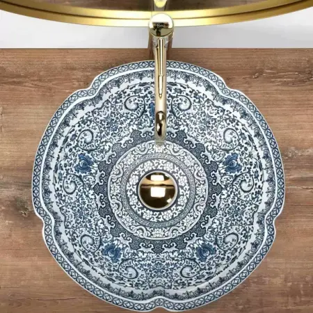Lavoar pe blat Rea Vivien rotund finisaj alb - albastru 43 cm [4]
