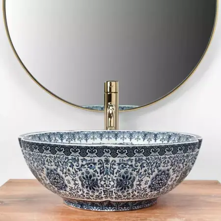 Lavoar pe blat Rea Vivien rotund finisaj alb - albastru 43 cm [3]