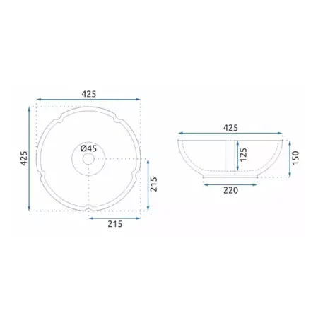 Lavoar pe blat Rea Vivien rotund finisaj alb - albastru 43 cm [6]