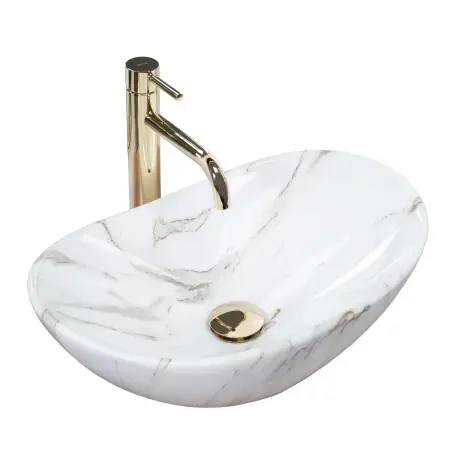 Obiecte Sanitare - Lavoar pe blat Royal Mini Aiax Alb cu model, Rea