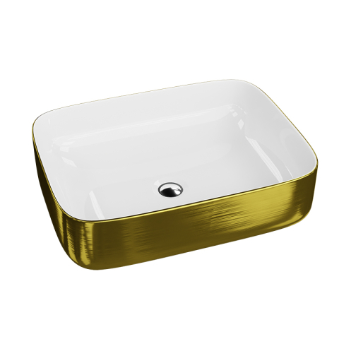 Lavoare - Lavoar pe blat Spectrum, Castor Brushed Gold, dreptunghiular, auriu periat-alb