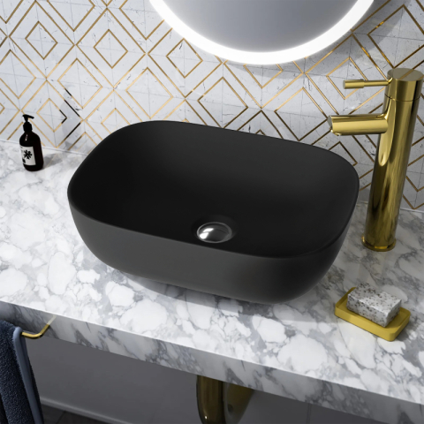 Lavoar pe blat Spectrum, Gineta Black, dreptunghiular rotunjit, negru mat [1]