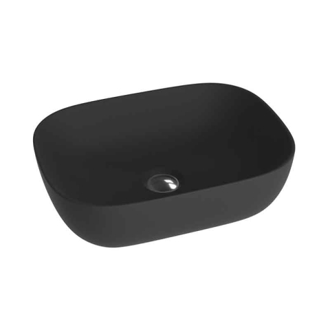 Lavoare - Lavoar pe blat Spectrum, Gineta Black, dreptunghiular rotunjit, negru mat