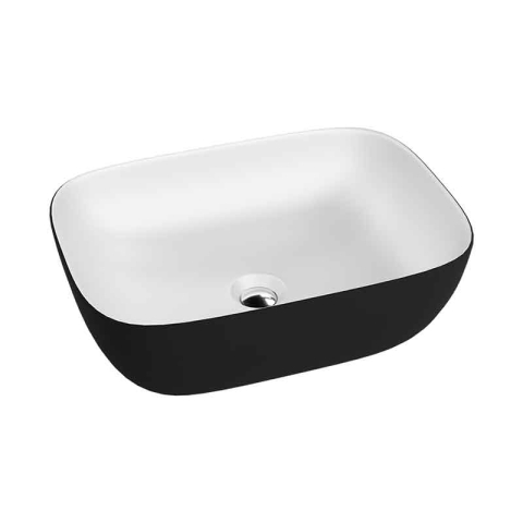 Lavoare - Lavoar pe blat Spectrum, Gineta Black White, dreptunghiular rotunjit, negru mat-alb