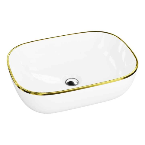 Lavoare - Lavoar pe blat Spectrum, Gineta Gold Line, dreptunghiular, alb-auriu