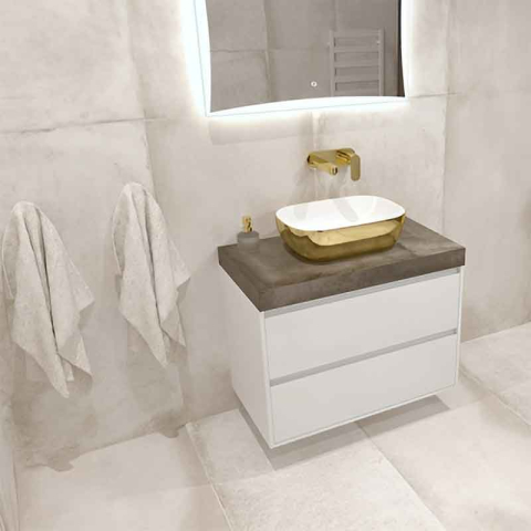  Lavoar pe blat Spectrum, Gineta Gold White, dreptunghiular, auriu lucios-alb [2]