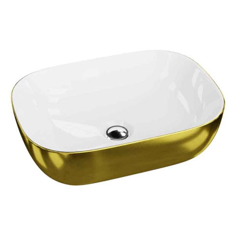 Lavoare -  Lavoar pe blat Spectrum, Gineta Gold White, dreptunghiular, auriu lucios-alb