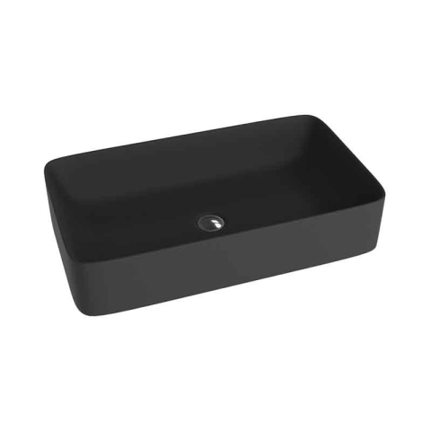 Lavoare - Lavoar pe blat Spectrum, Petra Black, dreptunghiular, negru mat