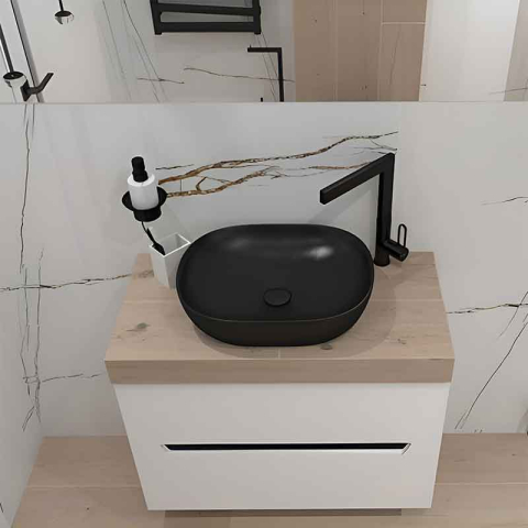 Lavoar pe blat Spectrum, Rodos Black, dreptunghiular rotunjit, negru mat [2]