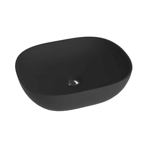 Lavoare - Lavoar pe blat Spectrum, Rodos Black, dreptunghiular rotunjit, negru mat