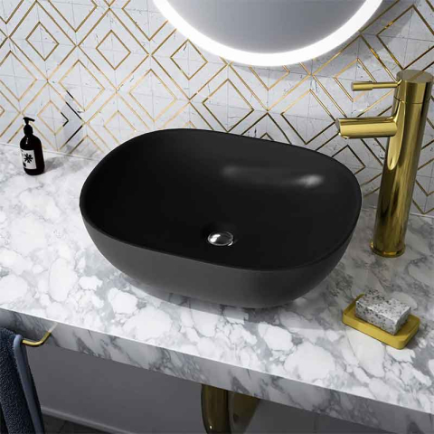 Lavoar pe blat Spectrum, Rodos Black, dreptunghiular rotunjit, negru mat [1]