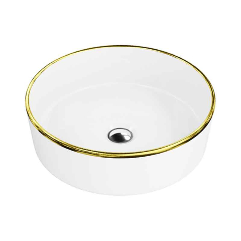 Lavoare - Lavoar pe blat Spectrum, Rosina Gold Line, rotund, alb-auriu