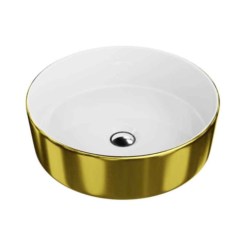 Lavoare - Lavoar pe blat Spectrum, Rosina Gold White, rotund, auriu-alb