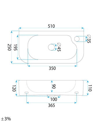 Lavoar pe blat / suspendat REA Odetta alb [6]