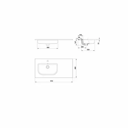 Lavoar pe mobilier Gala MID 91 cm [2]