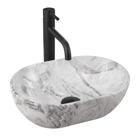 Obiecte Sanitare - Lavoar pentru blat Amelia Mini Gri mat cu model, Rea