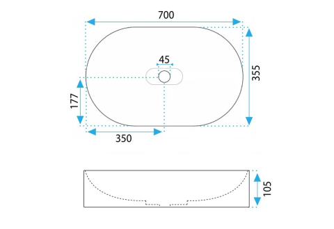 Lavoar pentru blat  IRIS 71 cm gri mat [7]