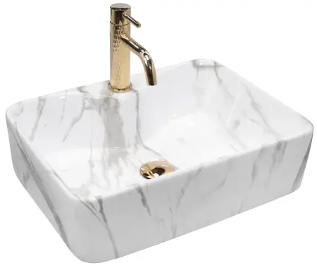 Obiecte Sanitare - Lavoar pentru blat Kelly Alb cu model, Rea