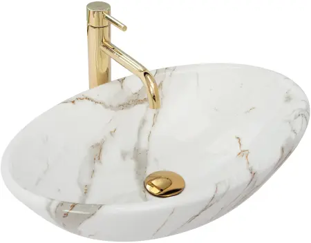 Obiecte Sanitare - Lavoar pentru blat Pamela Shiny Aiax Alb cu model, Rea