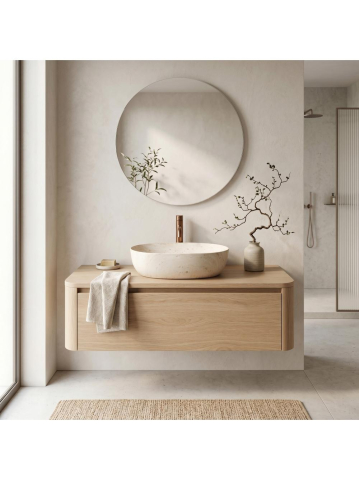 Lavoar pentru blat Rea Amelia Travertine Classic 48 imitatie piatra [4]