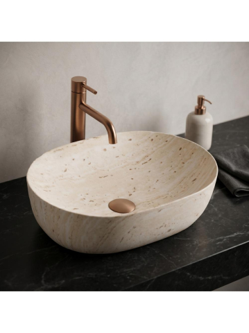 Lavoar pentru blat Rea Amelia Travertine Classic 48 imitatie piatra [2]