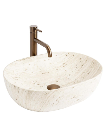 Lavoar pentru blat Rea Amelia Travertine Classic 48 imitatie piatra [8]