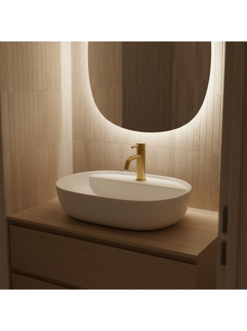 Obiecte Sanitare - Lavoar pentru blat REA Aura 51 alb mat