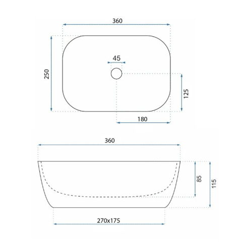 Lavoar pentru blat Rea BELINDA MINI TRAVERTINE MATT [5]