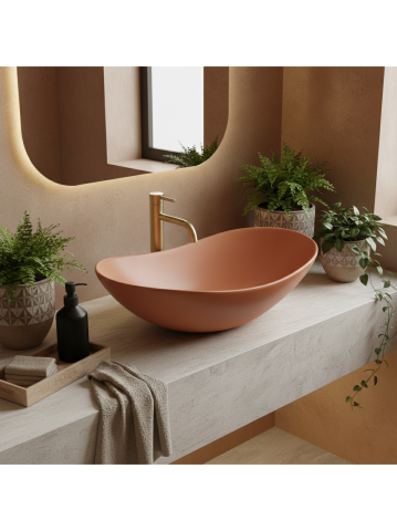 Lavoare pe blat - Lavoar pentru blat Rea Royal Cinnamon Matt