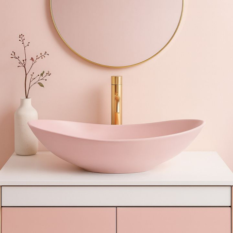 Obiecte Sanitare - Lavoar pentru blat Rea Royal Powder roz mat