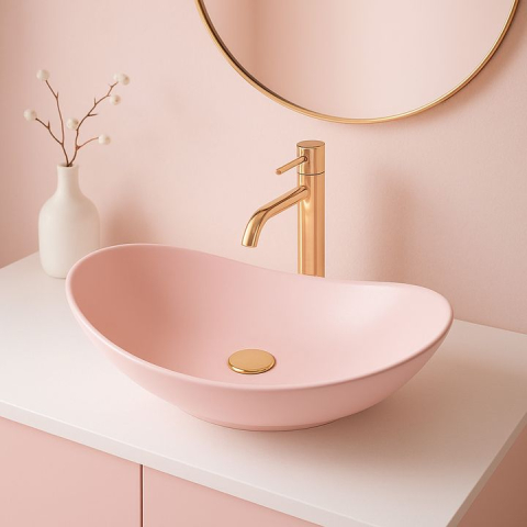 Lavoar pentru blat Rea Royal Powder roz mat [1]