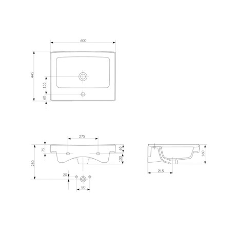 Lavoar pentru mobilier Cersanit, Crea, 60 cm, alb [1]