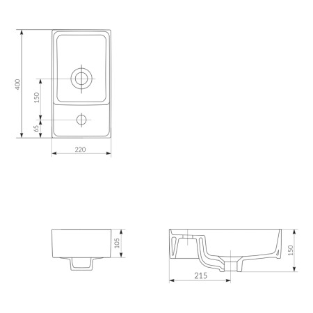 Lavoar pentru mobilier, Cersanit, Crea, dreptunghiular, 40 cm, alb [1]