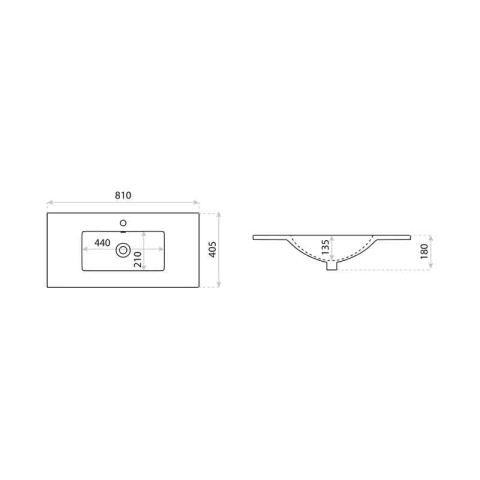 Lavoar pentru mobilier, Spectrum, Flamengo, slim, 80 cm, alb [1]