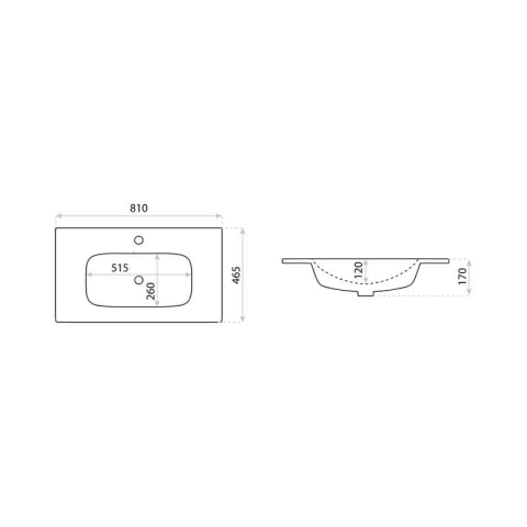 Lavoar pentru mobilier, Spectrum, Manitoba, 80 cm, alb [1]