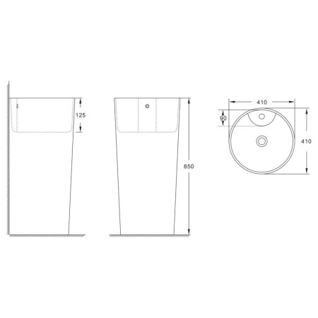 Lavoar stativ, Fluminia, Athos-B, rotund, 40 cm, alb [1]