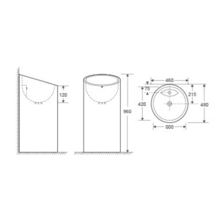 Lavoar stativ, Fluminia, Jussac-46, rotund, alb [1]