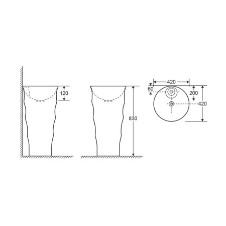 Lavoar stativ, Fluminia, Novicia-B, rotund, alb [1]