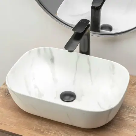 Lavoar stil marmura alb pe blat Rea Belinda 46 cm [3]