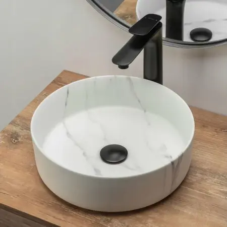 Lavoar stil marmura alb pe blat Rea Sami Marble Matowa 36 cm [1]