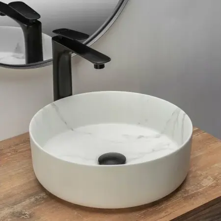 Lavoar stil marmura alb pe blat Rea Sami Marble Matowa 36 cm [4]