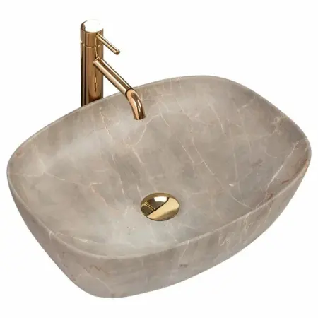 Obiecte Sanitare - Lavoar stil piatra/bej pe blat Rea Freja Beige 51 cm