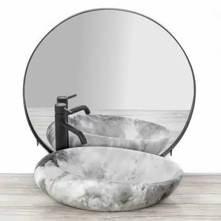 Lavoar stil piatra gri pe blat Rea Roxy Stone Warm Grey 49 cm [2]
