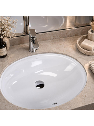 Lavoar sub blat Rea Niva alb lucios oval 595x405x200 mm ceramica sanitara [2]