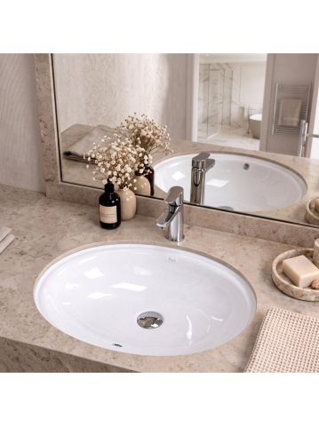 Obiecte Sanitare - Lavoar sub blat Rea Niva alb lucios oval 595x405x200 mm ceramica sanitara